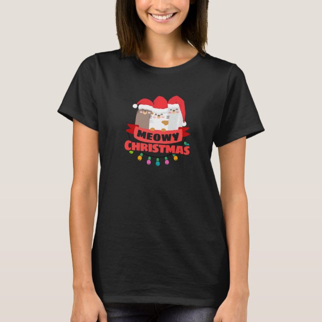 Merry Catmas Christmas Cats Xmas Holiday   T Shirt (Framsida)