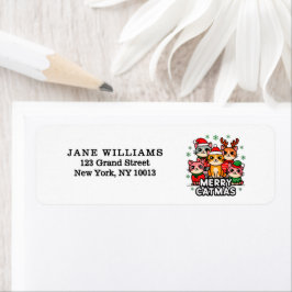 Merry Catmas Christmas Return Address Label Returadress Etikett
