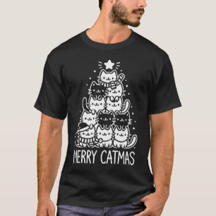 Merry Catmas Cute Cat Julgran Helgdag T Shirt