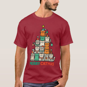 Merry Catmas Cute Cat Julgran Helgdag T Shirt