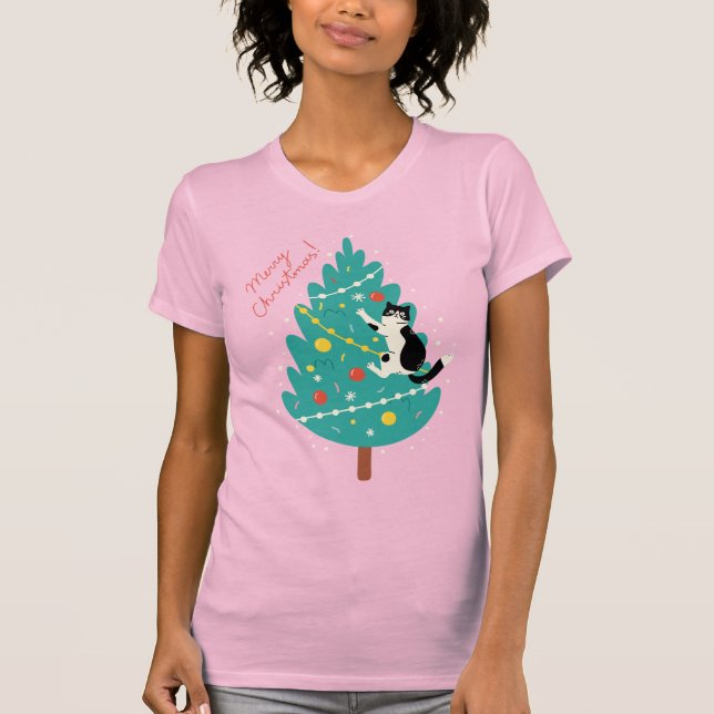 Merry Catmas - en Purr-fect-julklapp T Shirt (Framsida)