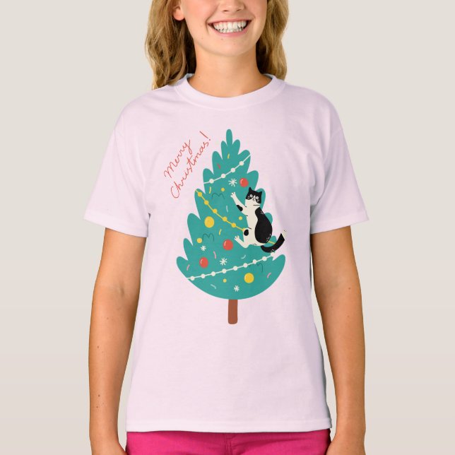 Merry Catmas - en Purr-fect-julklapp T Shirt (Framsida)