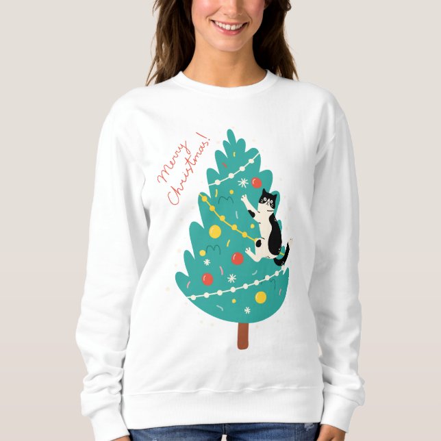 Merry Catmas - en Purr-fect-julklapp T Shirt (Framsida)
