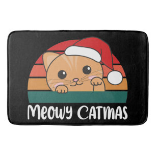 Merry Catmas Funny Cat jul Pun Bath Mat Badrumsmatta