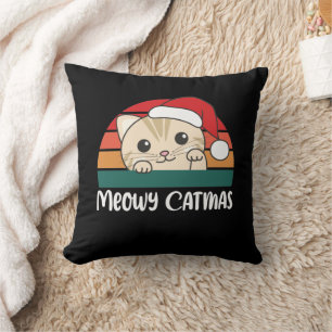 Merry Catmas Funny Cat jul Pun Dekorativ kudde