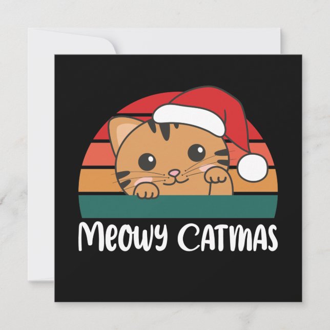 Merry Catmas Funny Cat jul Pun-inbjudan Inbjudningar (Framsida)