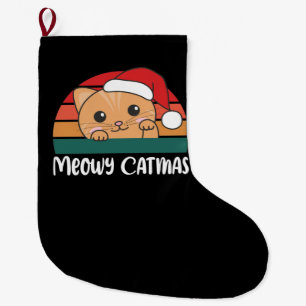 Merry Catmas Funny Cat jul Pun Large Christm Stor Julstrumpa