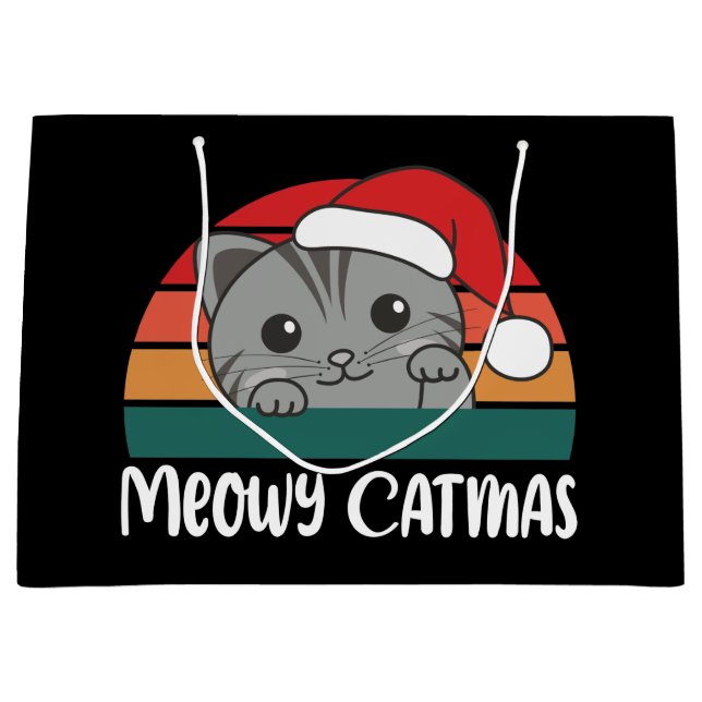 Merry Catmas Funny Cat jul Pun Large Gift Ba (Framsidan)