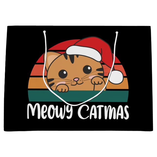 Merry Catmas Funny Cat jul Pun Large Gift Ba (Framsidan)