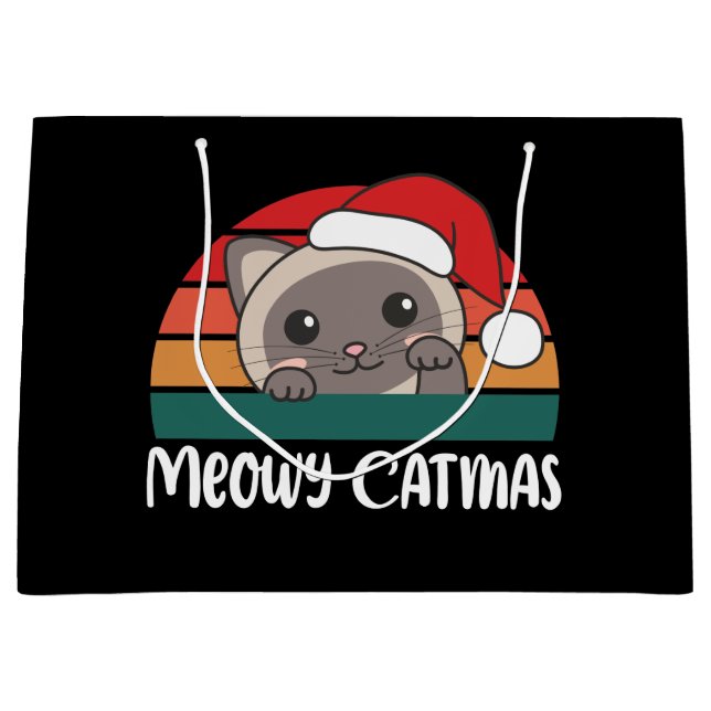 Merry Catmas Funny Cat jul Pun Large Gift Ba (Framsidan)