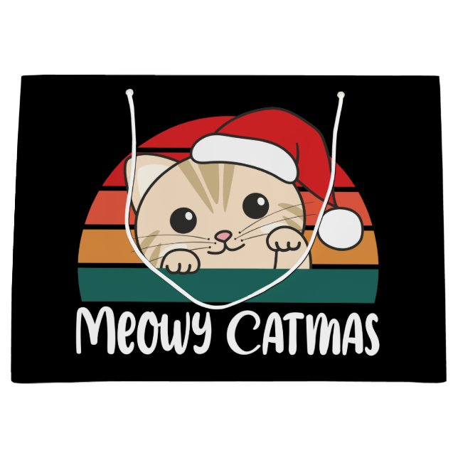 Merry Catmas Funny Cat jul Pun Large Gift Ba (Framsidan)
