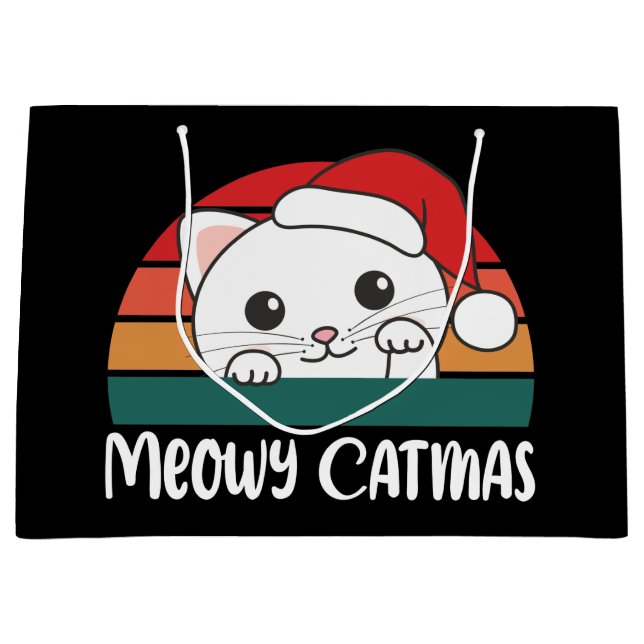 Merry Catmas Funny Cat jul Pun Large Gift Ba (Framsidan)