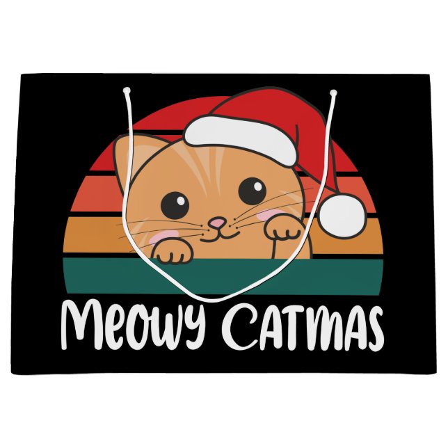 Merry Catmas Funny Cat jul Pun Large Gift Ba (Framsidan)