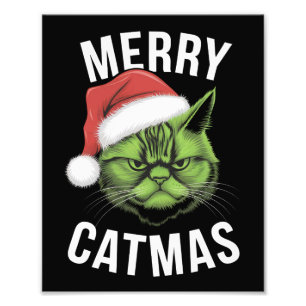 Merry Catmas Funny Cat Lovers jul Fototryck