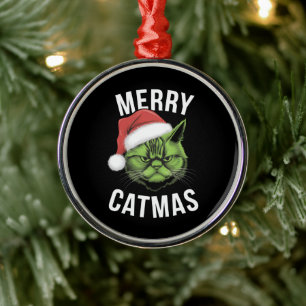 Merry Catmas Funny Cat Lovers jul Julgransprydnad Metall