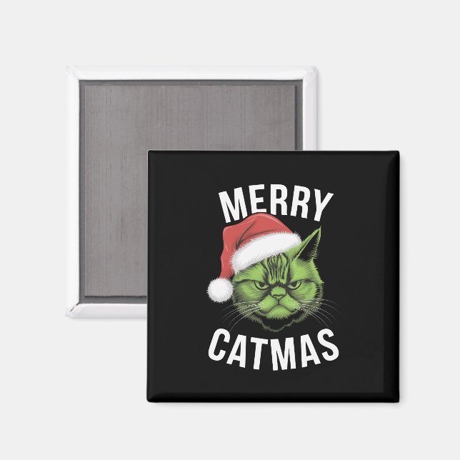 Merry Catmas Funny Cat Lovers jul Magnet (Front/Back)