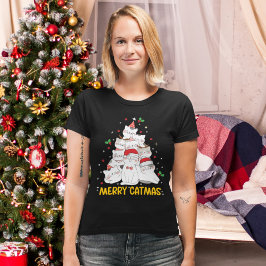 Merry Catmas Funny Cats Christmas Tree T Shirt