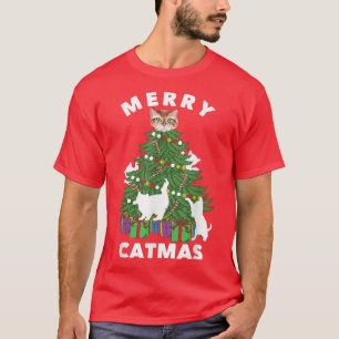 Merry Catmas Funny Cats Julgran Winter Julafton T Shirt