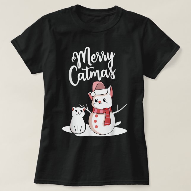Merry Catmas Funny Christmas Cats T Shirt (Design framsida)