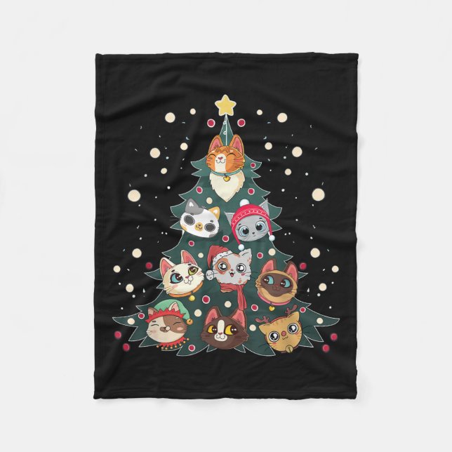 Merry Catmas Funny Christmas Tree, Cats Xmas Meow  Fleecefilt (Framsidan)