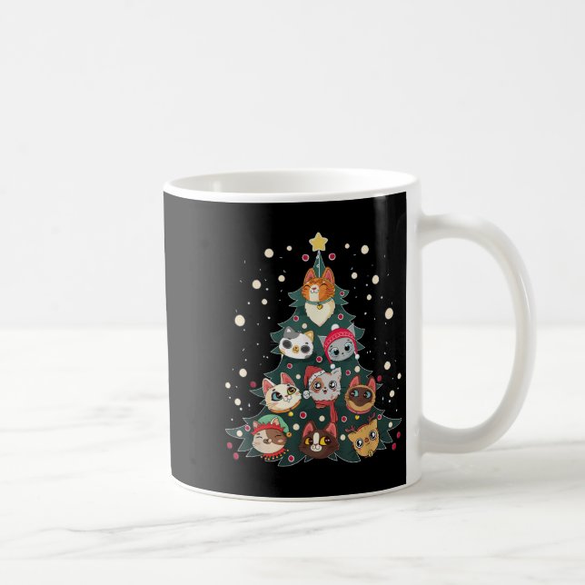 Merry Catmas Funny Christmas Tree, Cats Xmas Meow  Kaffemugg (Höger)