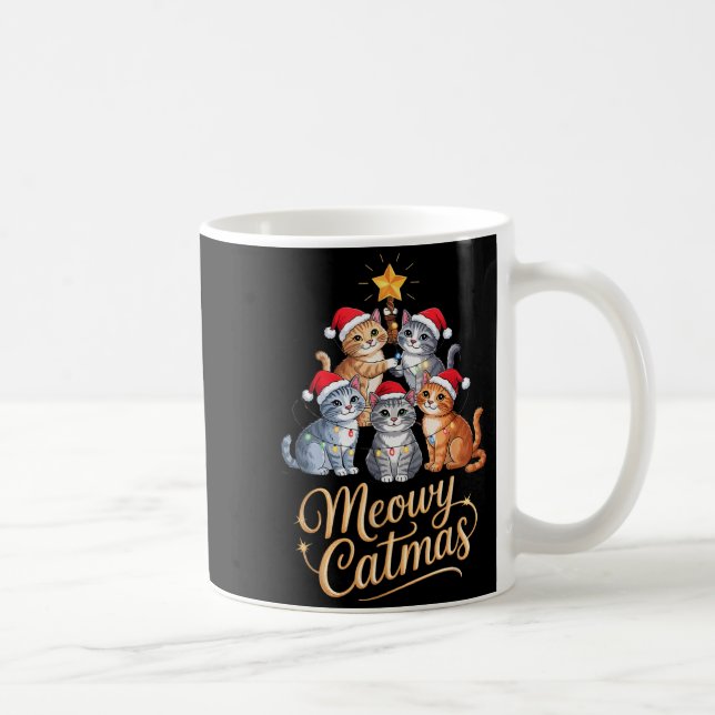 Merry Catmas Funny Christmas Tree Matching Meowy X Kaffemugg (Höger)