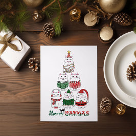 Merry Catmas Funny jul Kitten Träd Poster