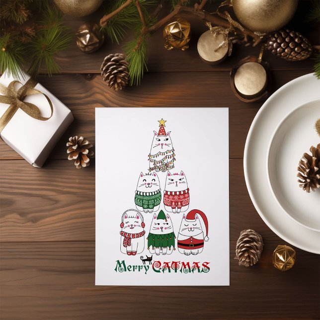 Merry Catmas Funny jul Kitten Träd Poster (Skapare uppladdad)
