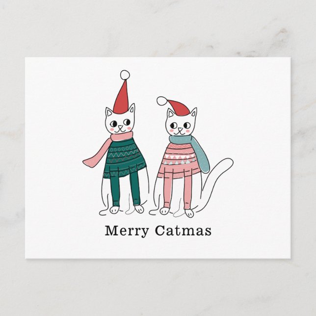 Merry Catmas Helg Vykort (Framsida)