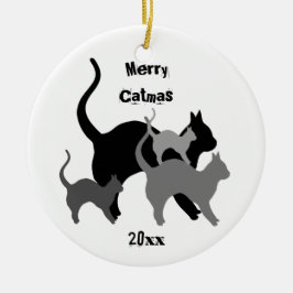 Merry Catmas helgdag cat Julgransprydnad Keramik