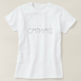 Merry Catmas jul Cute Funny Cats Typography T Shirt