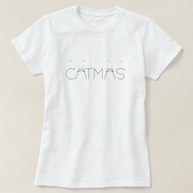 Merry Catmas jul Cute Funny Cats Typography T Shirt (Design framsida)
