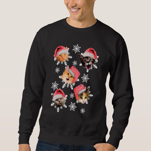 Merry Catmas jul Pajamas Ljus Lång Ärmad Tröja (Framsida)