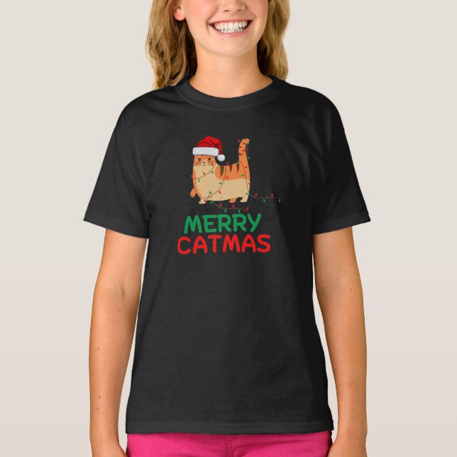 Merry Catmas jul samt T-Shirt (Framsida)
