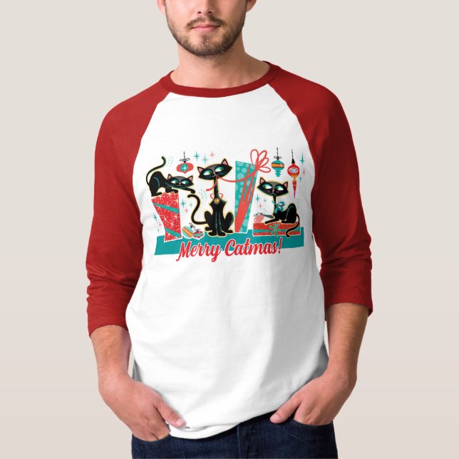 Merry Catmas jul T Shirt - Unisex (Framsida)