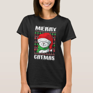 Merry Catmas jul Ugly Julafton Cat 1 T Shirt