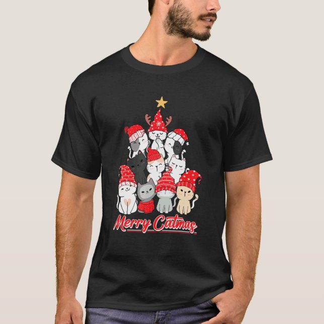 Merry Catmas jul Ugly Julafton Cat 2 T Shirt (Framsida)
