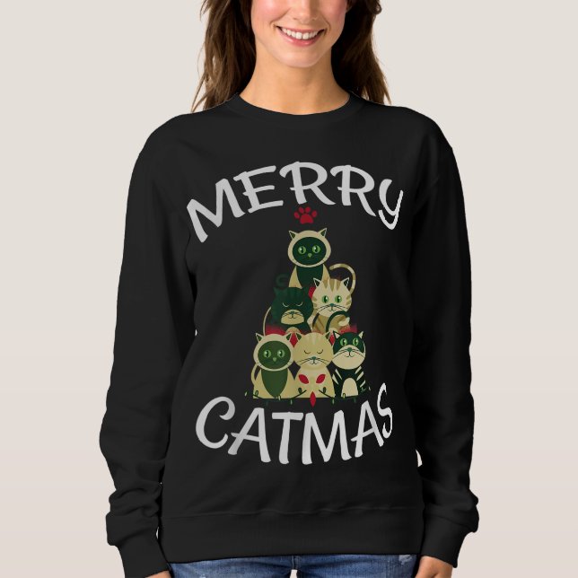 Merry Catmas Julafton Gift Funny Kat jul T Shirt (Framsida)
