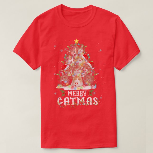 Merry Catmas Julafton Julgran Cat Lover T Shirt (Design framsida)