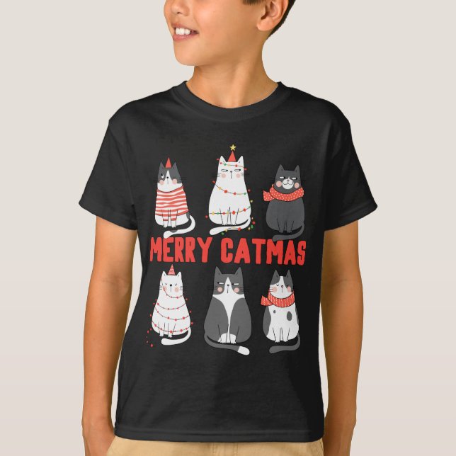 Merry Catmas Julafton Novelty Cat Lover jul Ligh T Shirt (Framsida)