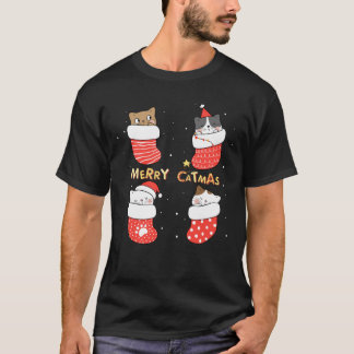 Merry Catmas Julafton Novelty Cat Lover T Shirt