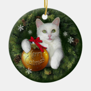 Merry Catmas Julgransprydnad Keramik