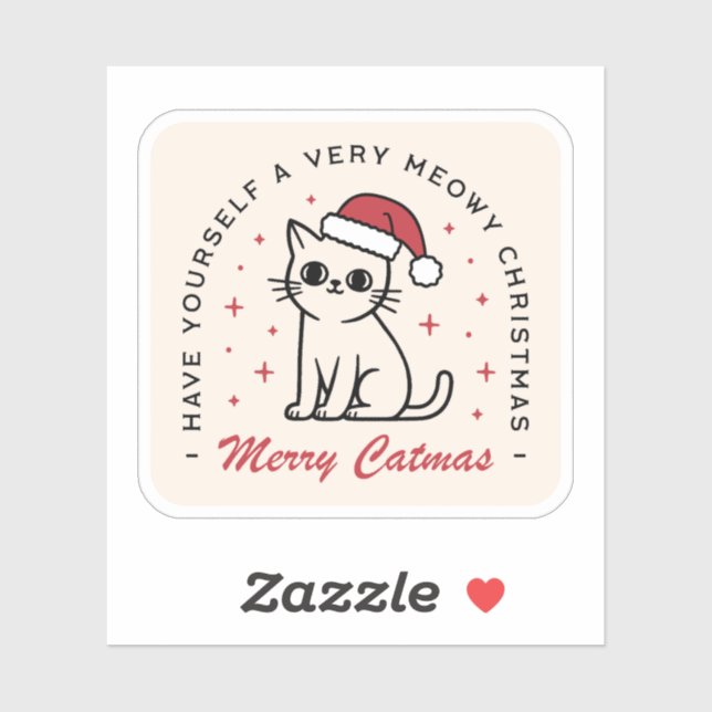 Merry Catmas julkattestetisk Klistermärken (Ark)