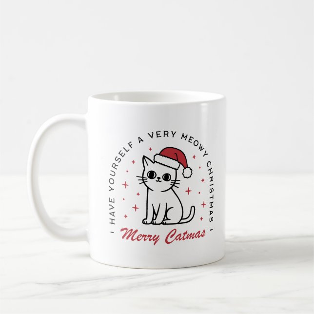 Merry Catmas-jullkatten mamma dam citerar Kaffemugg (Vänster)