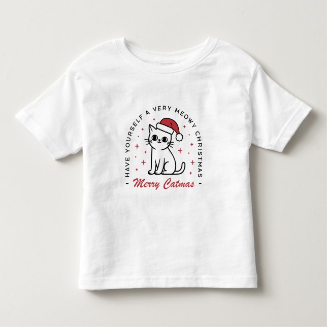 Merry Catmas-julsöt katt önskemål T Shirt (Framsida)