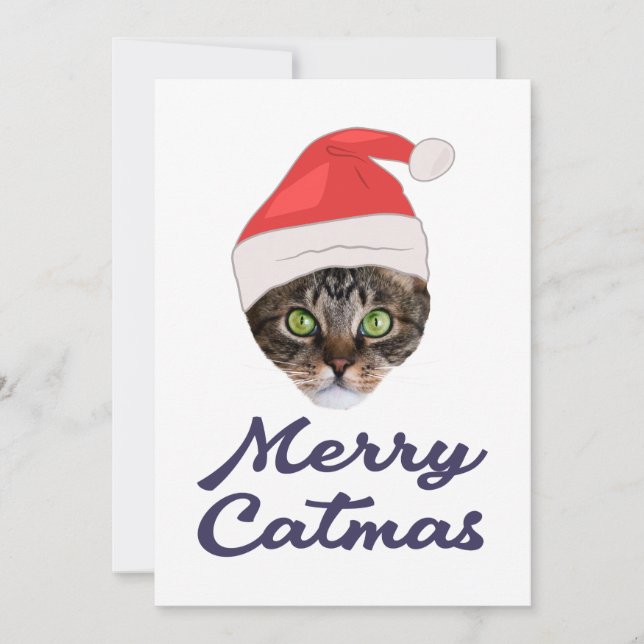 Merry Catmas, jultomtehatt Inbjudningar (Framsida)