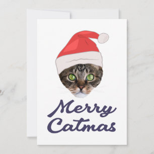 Merry Catmas, jultomtehatt Inbjudningar