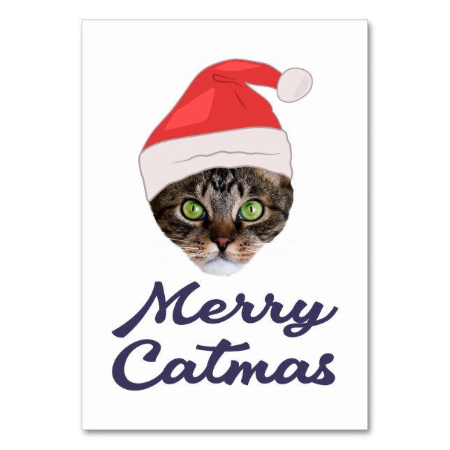 Merry Catmas, jultomteinbjudan till jultomten Bordsnummer (Framsidan)