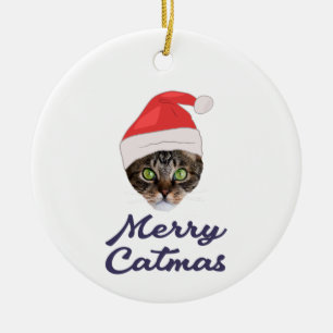 Merry Catmas, jultomteinbjudan till jultomten Julgransprydnad Keramik