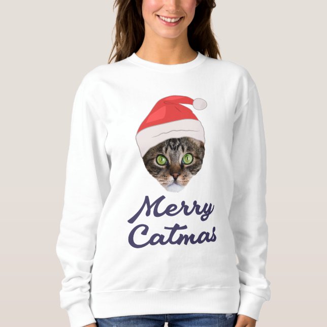 Merry Catmas, jultomteinbjudan till jultomten T Shirt (Framsida)